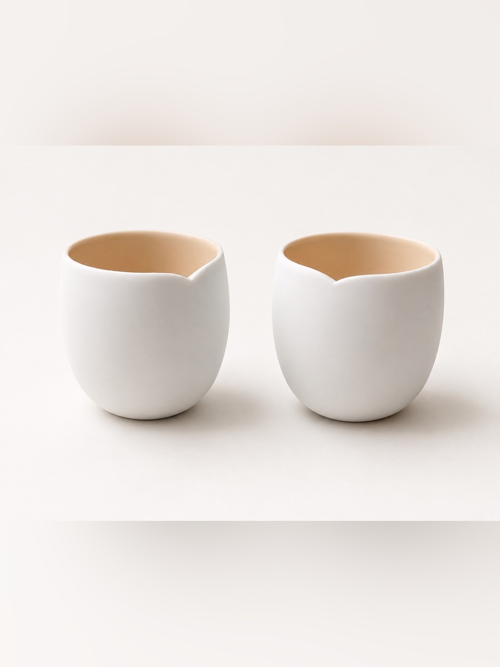 Nespresso Matte White Ceramic Cups with Cream Interior - Pair